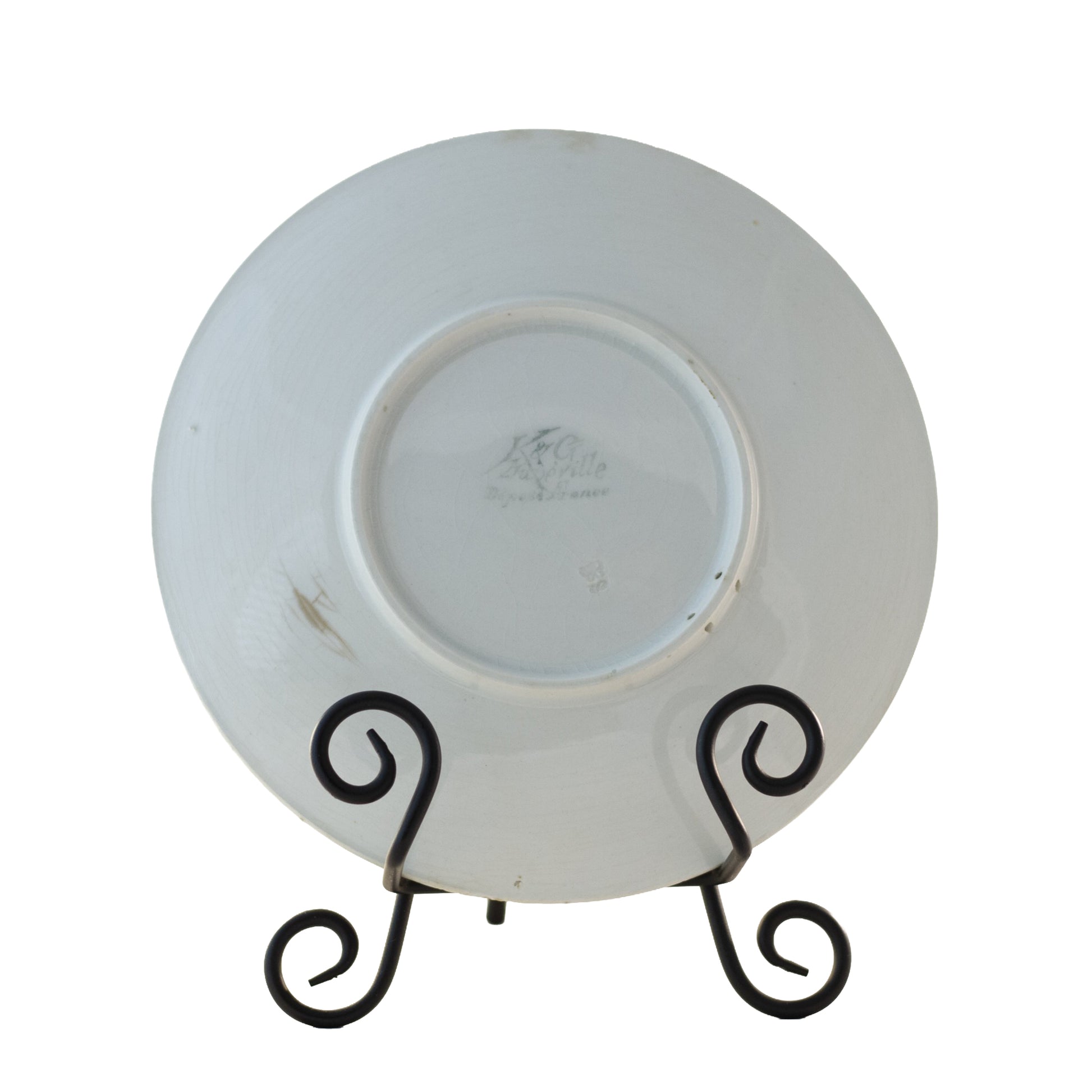 Antique French Faience Apple Plate by K & G Lunéville, Signed Obert, c. 1900 (8½″) Apricot Brown Backstamp