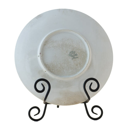 Assiette ancienne en faïence française K & G Lunéville décor raisins, signée Obert, vers 1900 (21,5 cm)