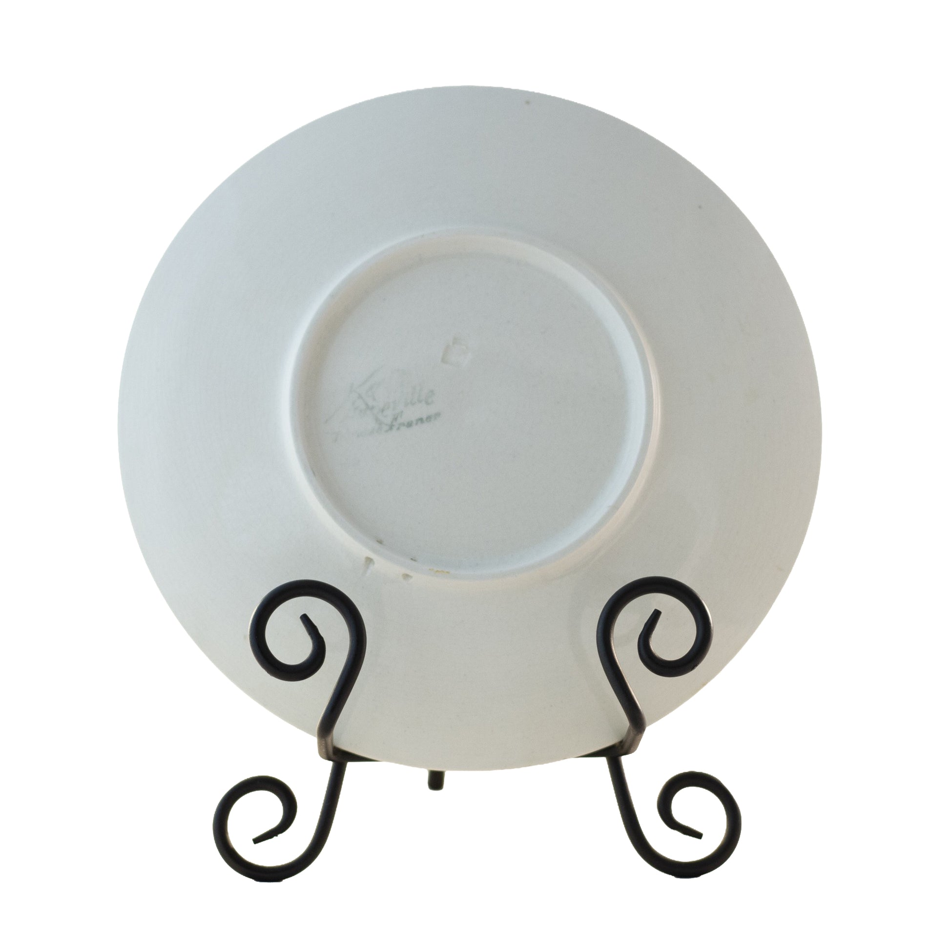 Antique French Faïence Peaches Plate by K & G Lunéville, Signed Obert, c.1900 (8½”) Apricot Gold background Mark