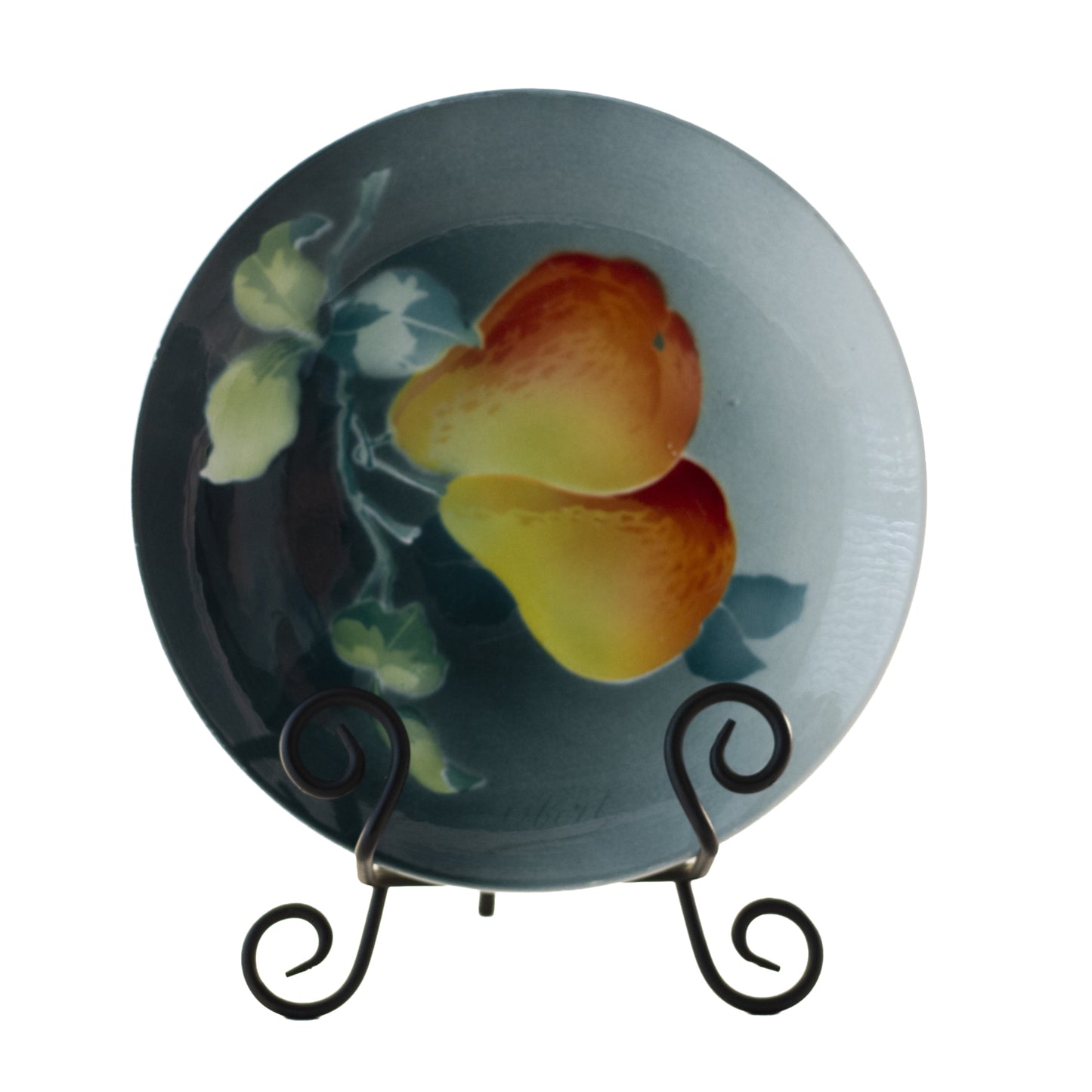 Antique French Faïence Pear Plates by K & G Lunéville (Obert) | 8½” Fruit Plates, c. 1890–1900