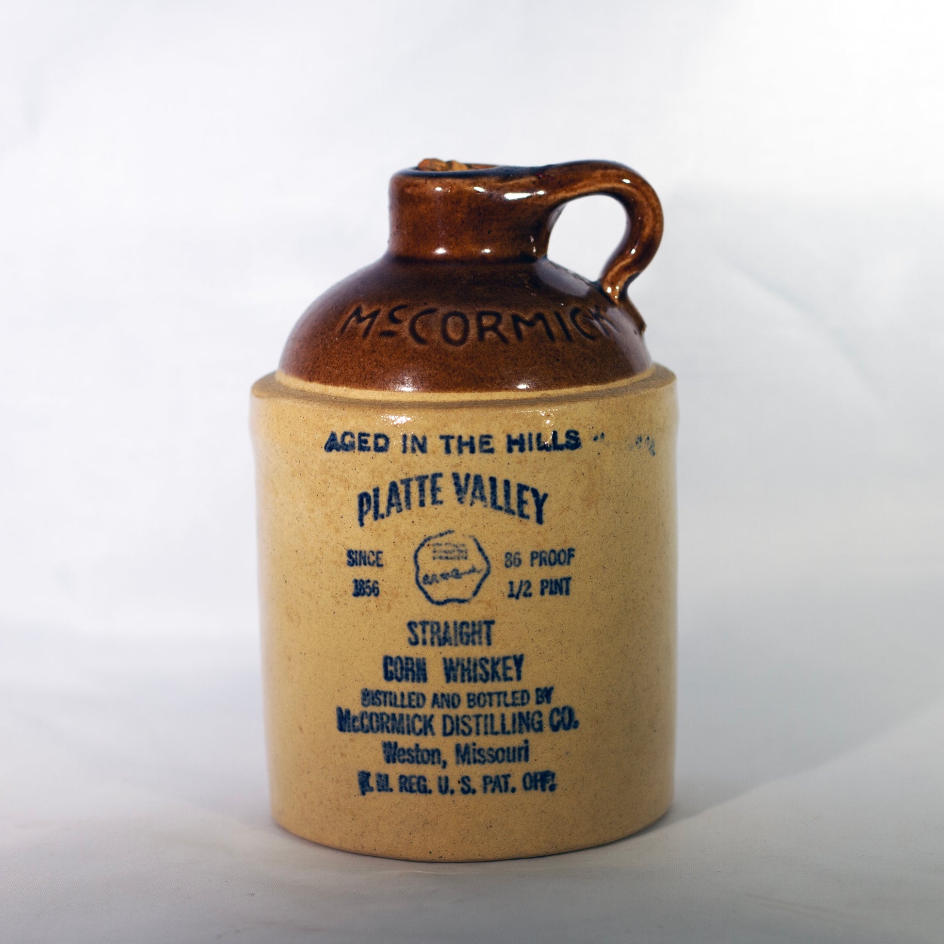 McCormick Distillery PLATTE VALLEY Half-Pint Whiskey Vintage Jug