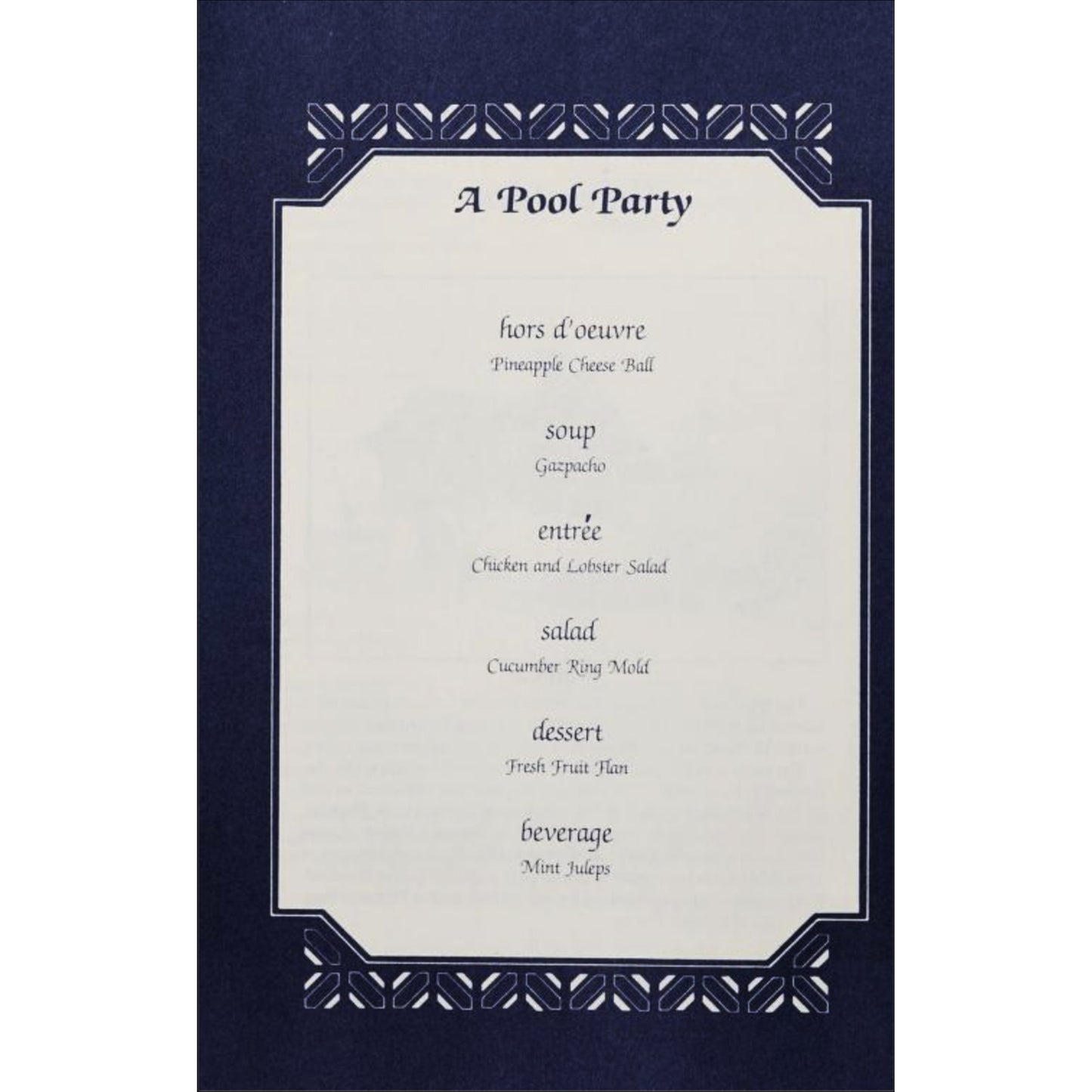 Philadelphia Main Line Classics – 700‑Recipe Community Cookbook (1982) 700+ recipes from the Philadelphia Main Line with train‑station illustrations, history, and community favorites; Pool Party Menu