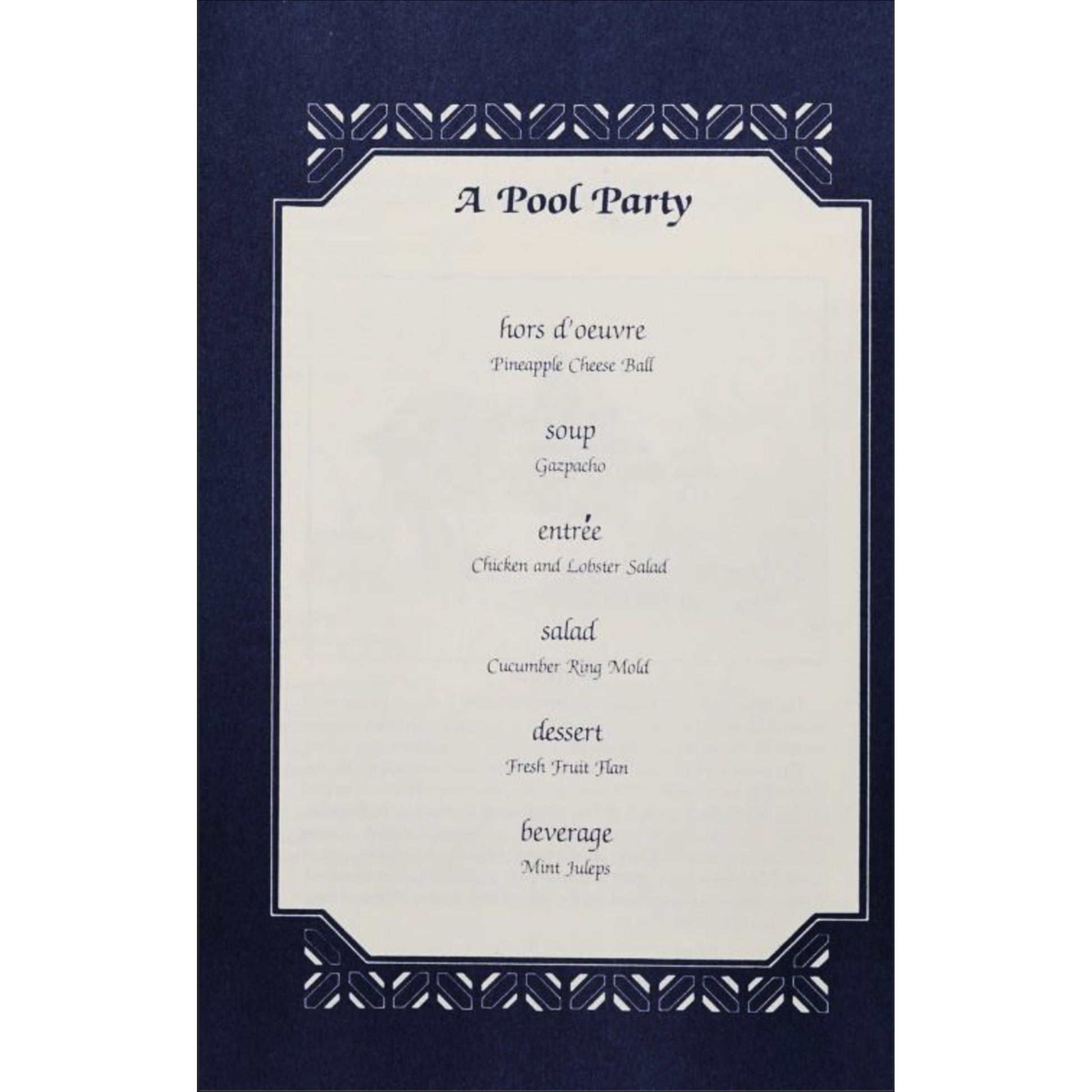 Philadelphia Main Line Classics – 700‑Recipe Community Cookbook (1982) 700+ recipes from the Philadelphia Main Line with train‑station illustrations, history, and community favorites; Pool Party Menu