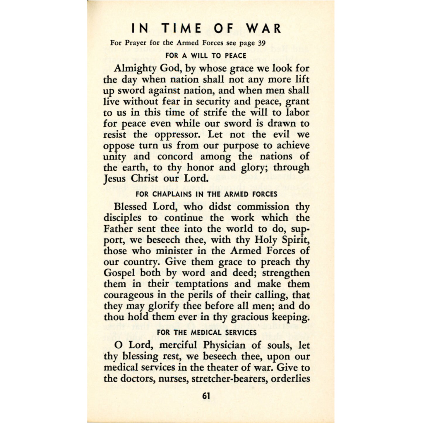 1961 pocket prayer book by Francis John Moore with devotions, family prayers, election prayers, war prayers, and meditations. In Time of War prayer.