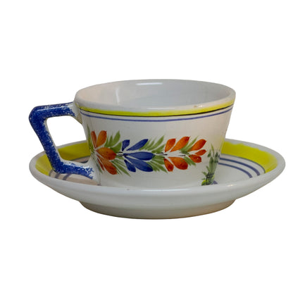 Henriot Quimper Faïence Flat Cup & Saucer, Hand-Painted Breton Figure, France c. 1968–1983 (1)