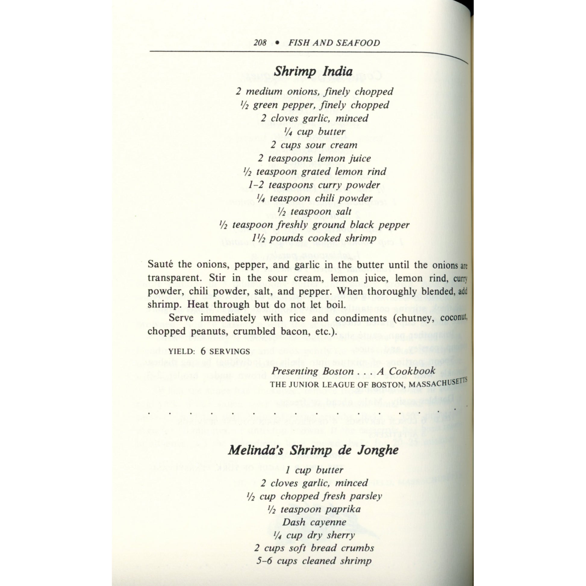 1980 first‑edition Eastern Junior League Cookbook with 460+ regional recipes. Hardcover with dust jacket. Ann Seranne editor. Shrimp India recipe.