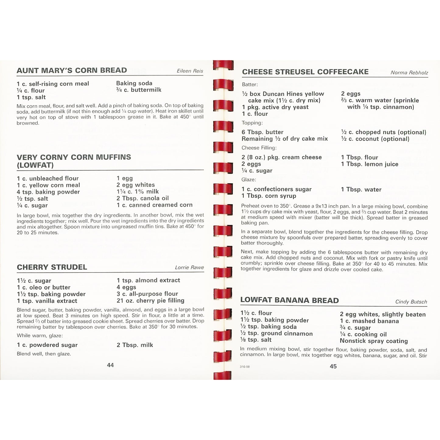 1998 Sts. Peter & Paul Church cookbook with family recipes, comfort foods, and community favorites. 98 pages, comb‑bound, very good condition. Recipes - Breads