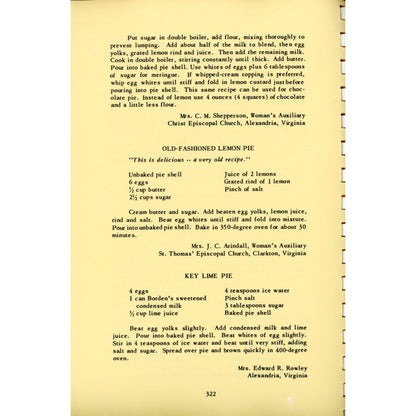 Virginia Cookery: Past and Present – Women’s Auxiliary of Olivet Episcopal Church (1957, 11e édition)