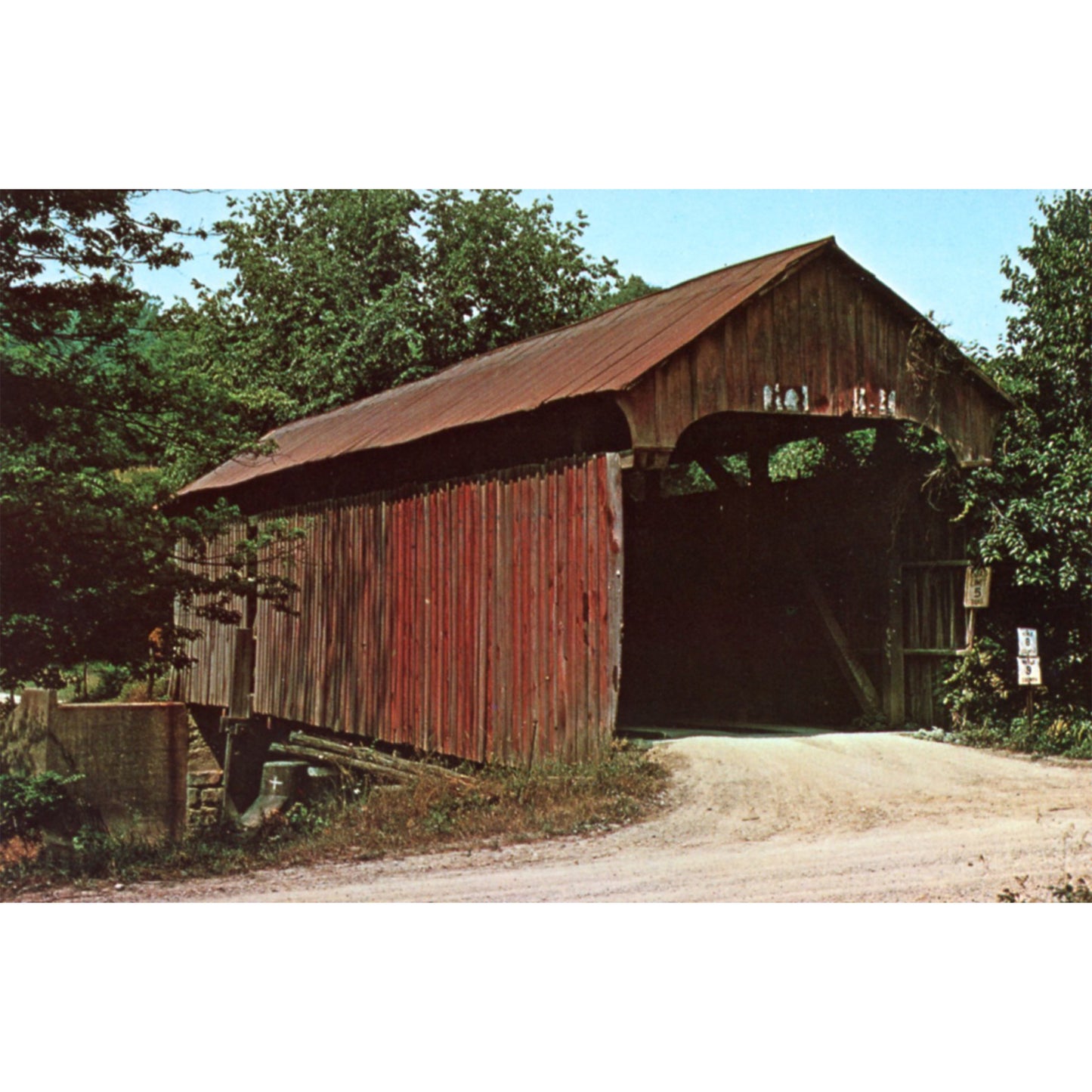 Rich Valley Covered Bridge – Noble County Ohio Postcard (E.M. Hall)