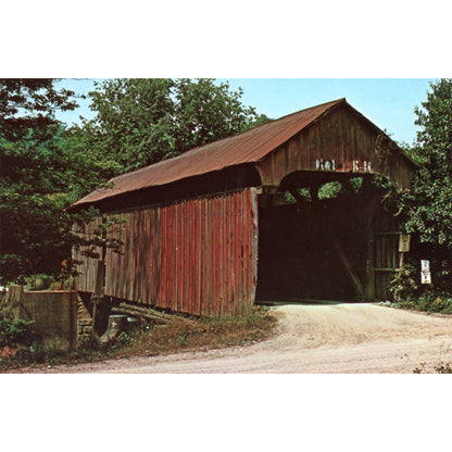 Rich Valley Covered Bridge – Noble County Ohio Postcard (E.M. Hall)