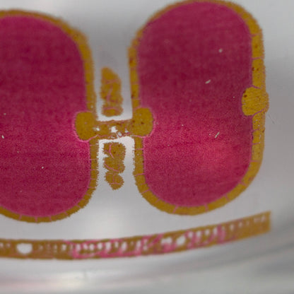 Vintage Cranberry Scroll Roly Poly Cocktail Glasses Culver Mark