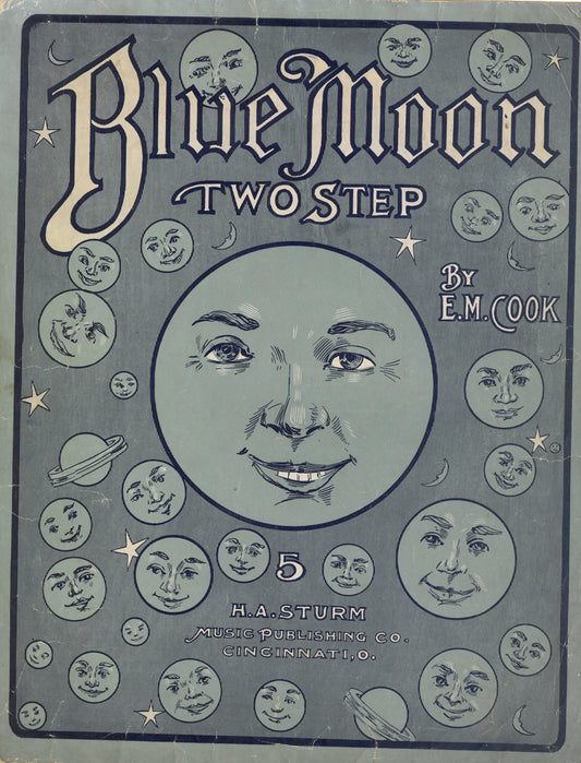 BLUE MOON Two Step by E.M. Cook Antique Sheet Music ©1906