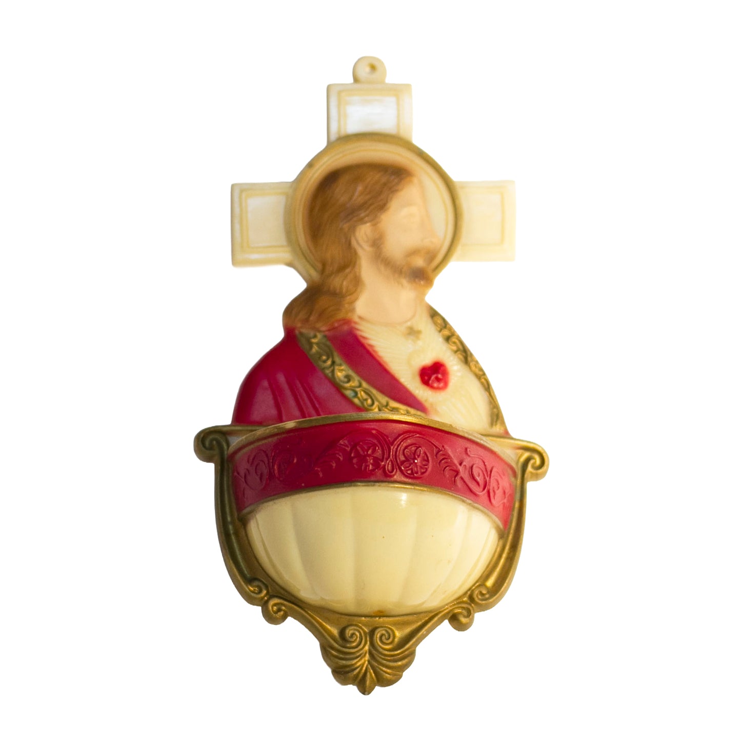Vintage Sacred Heart of Jesus Holy Water Font Hartland Molded Wall Font