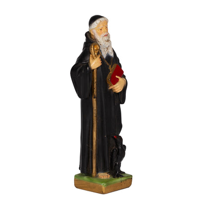 Vintage Saint Benedict of Nursia Painted Plaster Statue – 11 ¼″