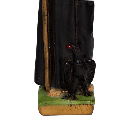 Vintage Saint Benedict of Nursia Painted Plaster Statue – 11 ¼″