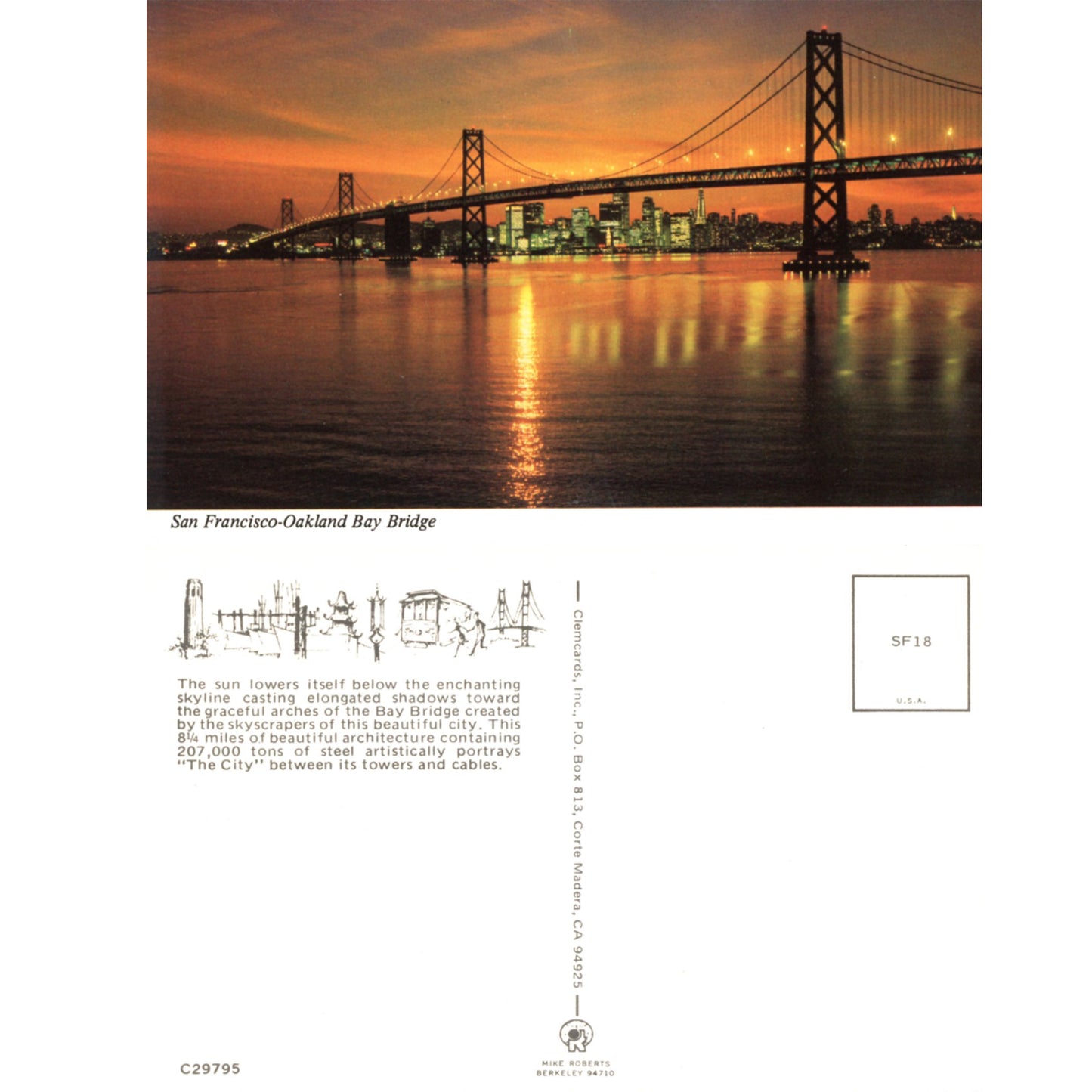 Oakland Baby Bridge – San Francisco Chrome Postcard C29795 Front and Back