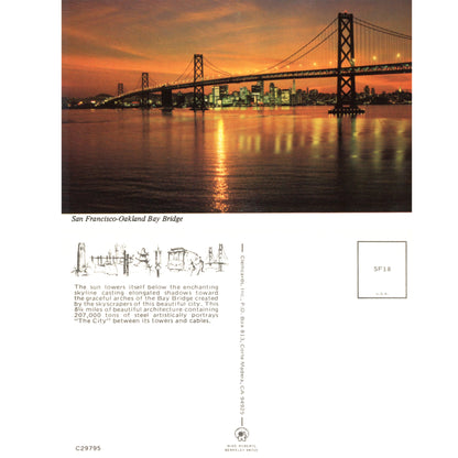 Oakland Baby Bridge – San Francisco Chrome Postcard C29795 Front and Back