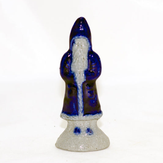 SALMON FALLS STONEWARE Cobalt Blue Salt-Glaze Father Christmas 4" Figure Circa 1995