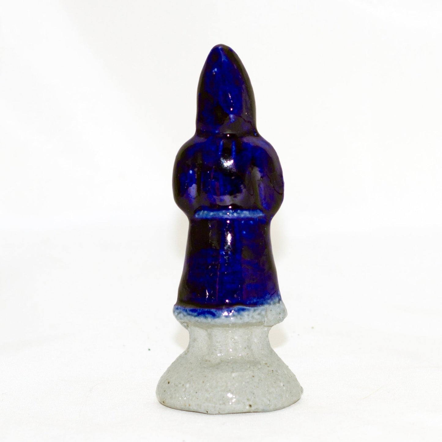 SALMON FALLS STONEWARE Cobalt Blue Salt-Glaze Father Christmas 4" Figure Circa 1995