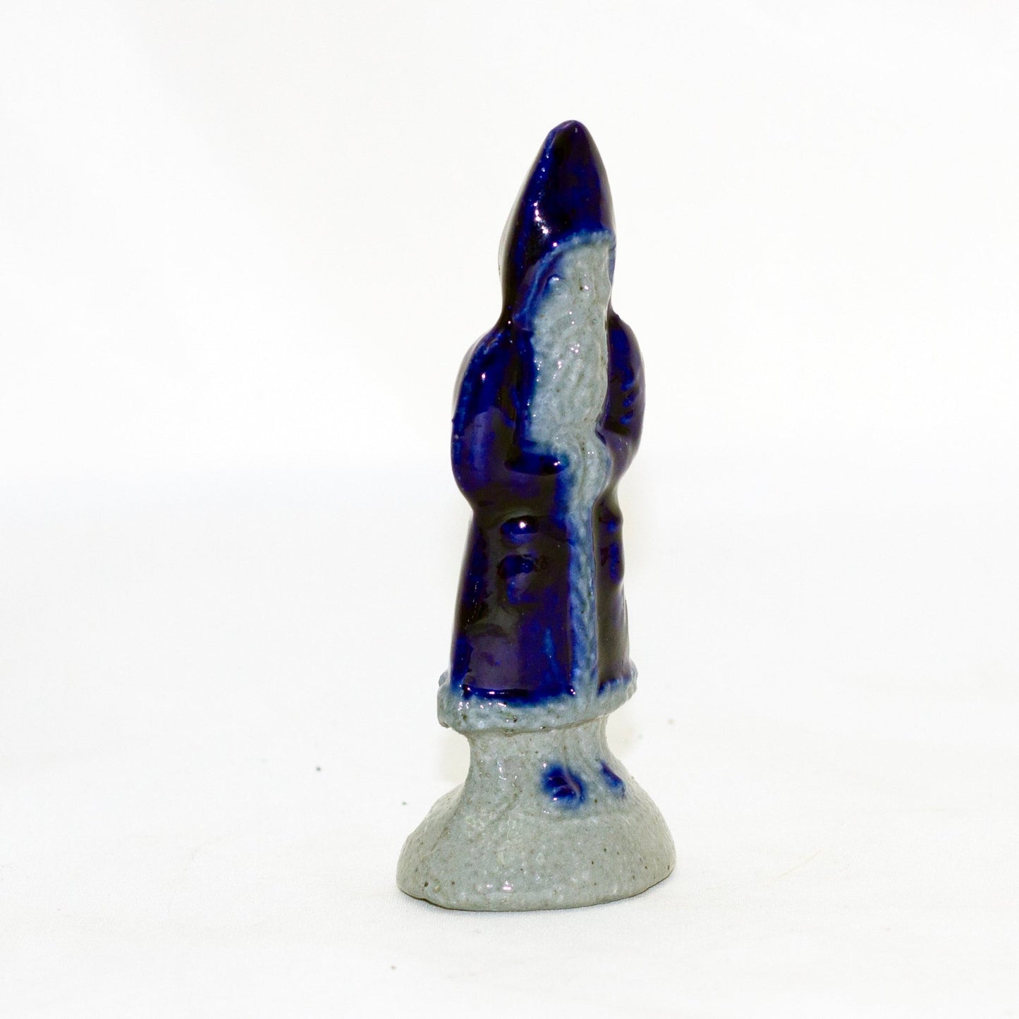 SALMON FALLS STONEWARE Cobalt Blue Salt-Glaze Father Christmas 4" Figure Circa 1995