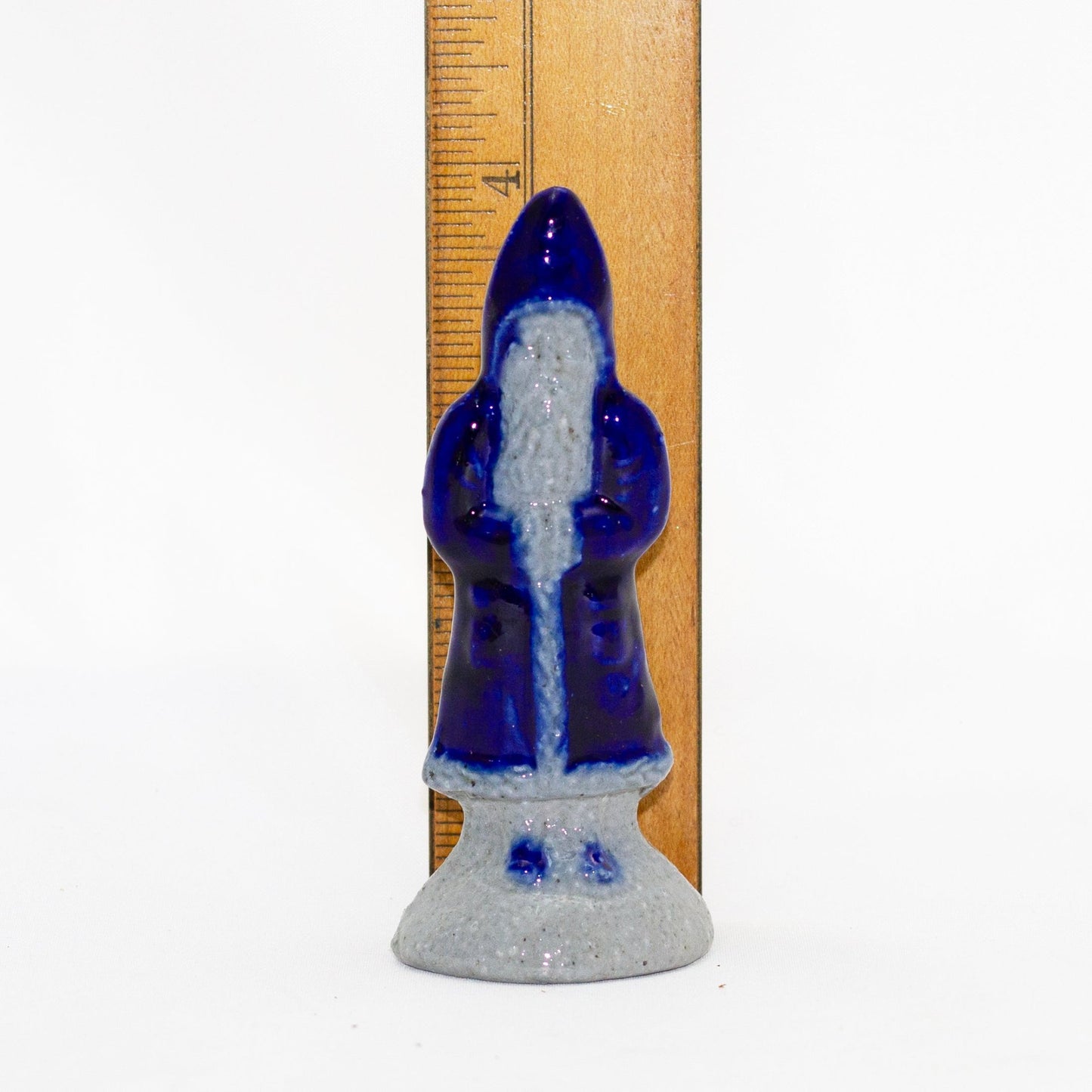 SALMON FALLS STONEWARE Cobalt Blue Salt-Glaze Father Christmas 4" Figure Circa 1995