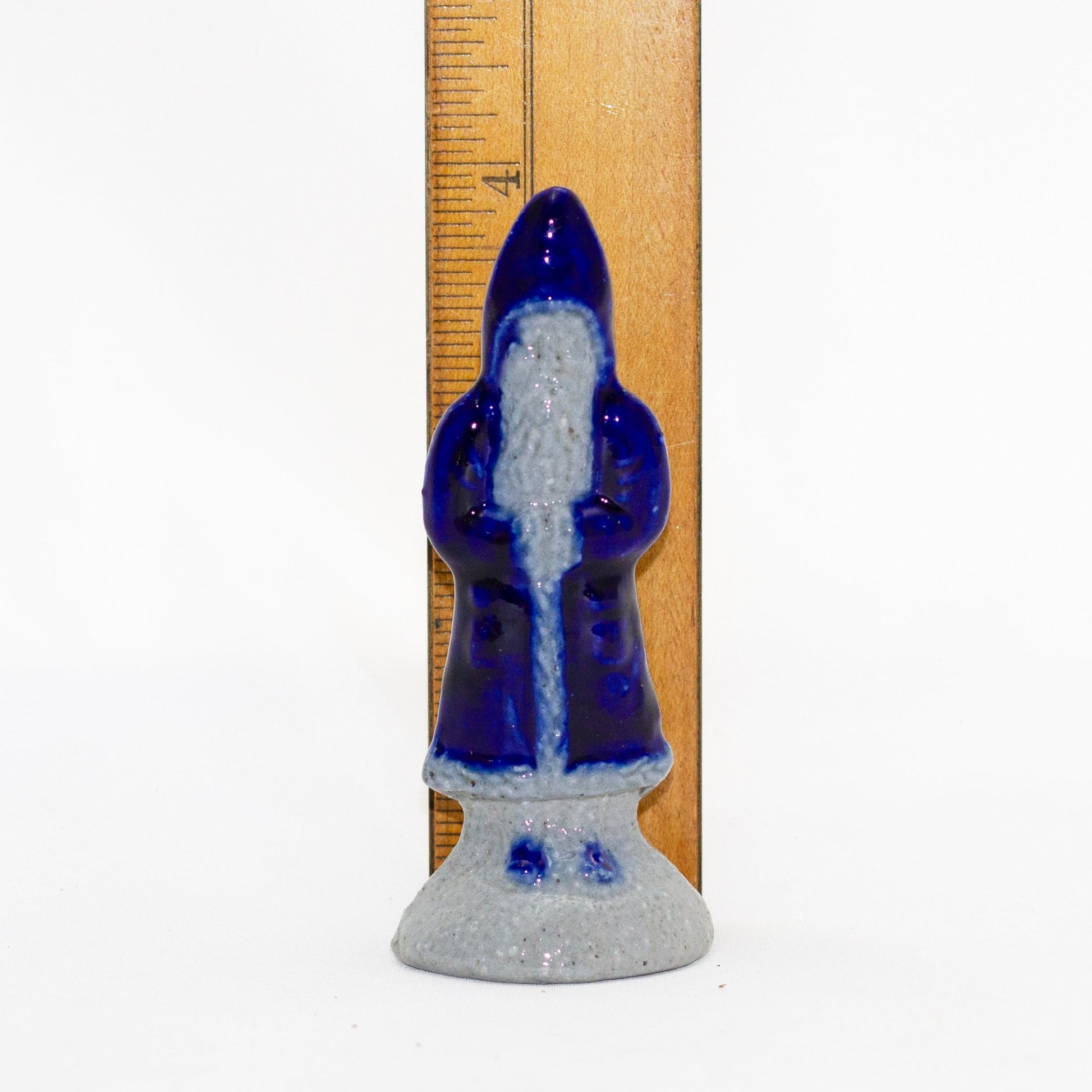 SALMON FALLS STONEWARE Cobalt Blue Salt-Glaze Father Christmas 4" Figure Circa 1995