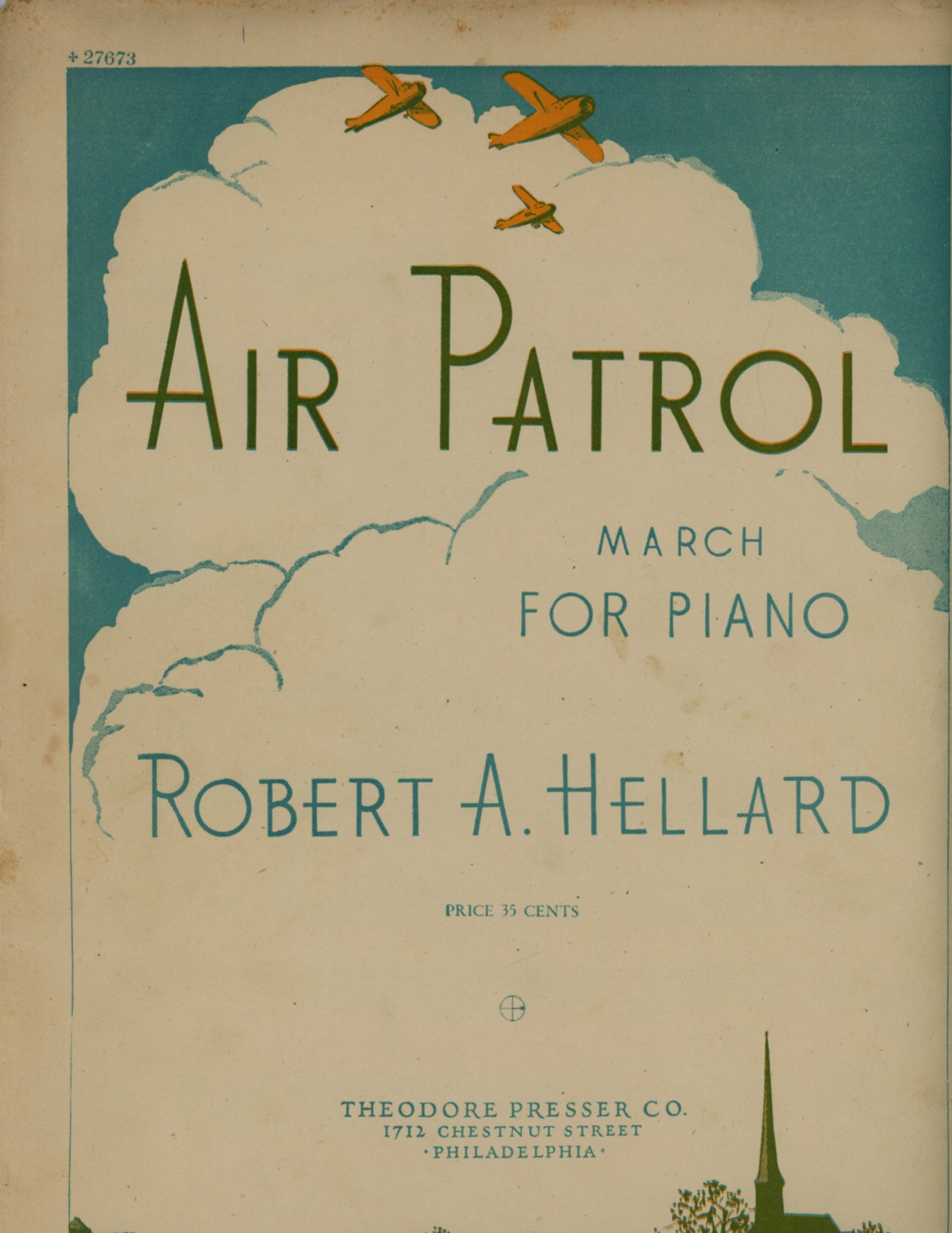 AIR PATROL March for Piano Vintage Sheet Patriotic Music by Robert Hellard ©1945