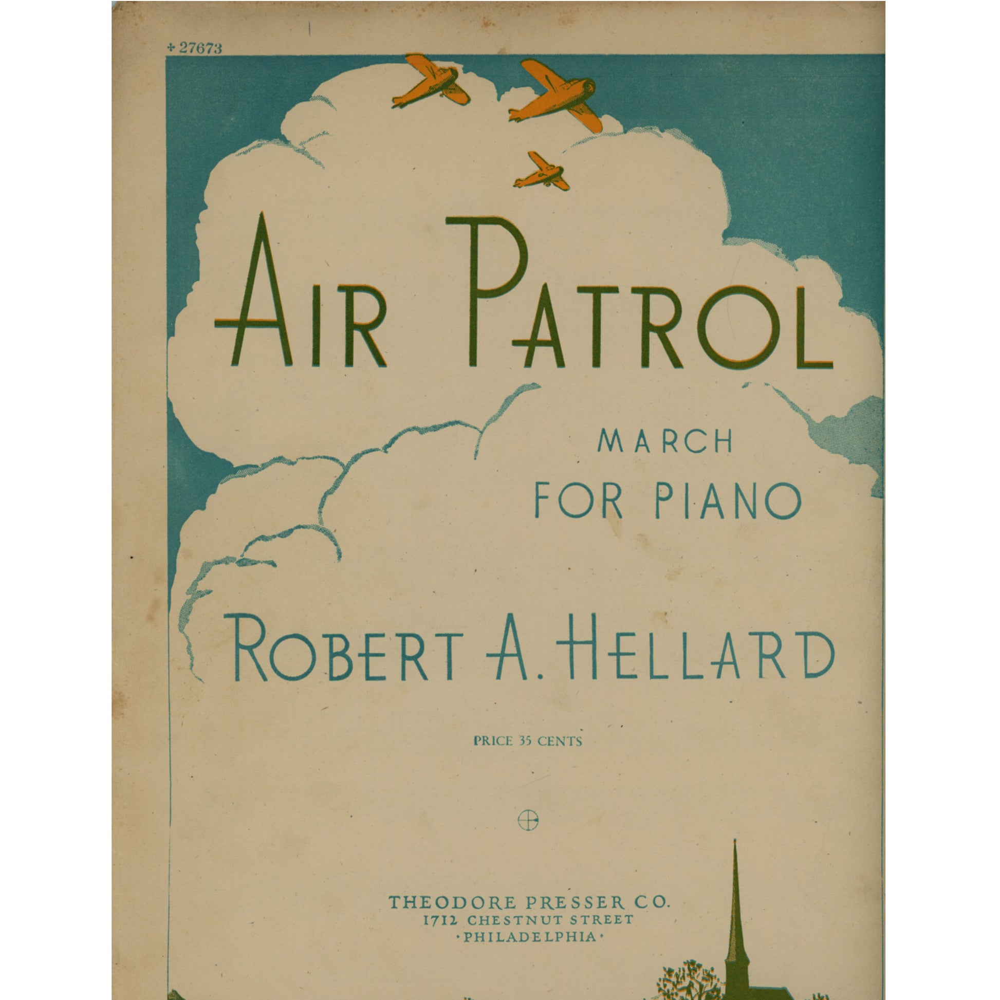 Air Patrol March for Piano | WWII Patriotic Sheet Music by Robert A. Hellard, 1945