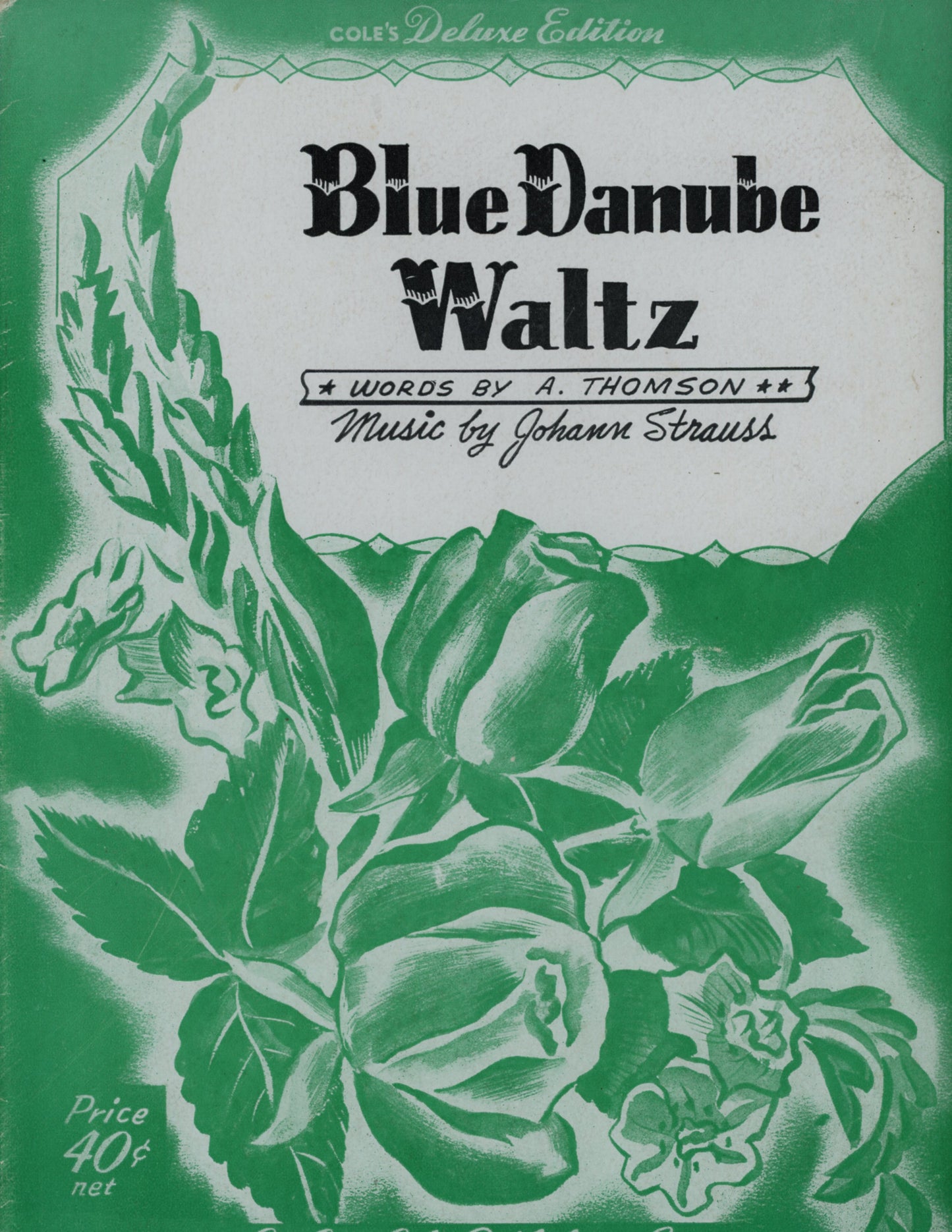 BLUE DANUBE WALTZ Music by Johann Straus Sheet Music ©1942