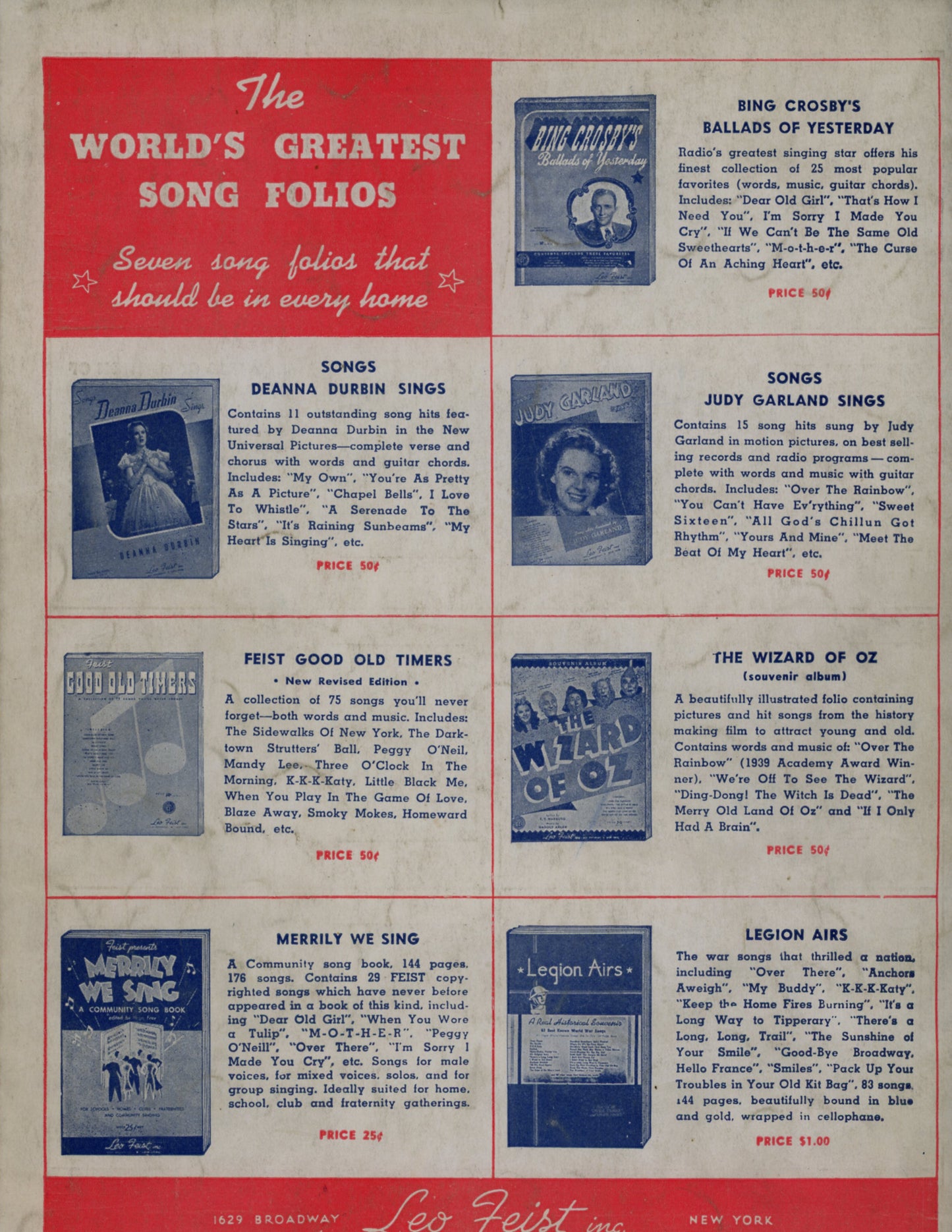 FEIST COLLECTION OF WORLD FAMOUS MARCHES Piano Sheet Music ©1936