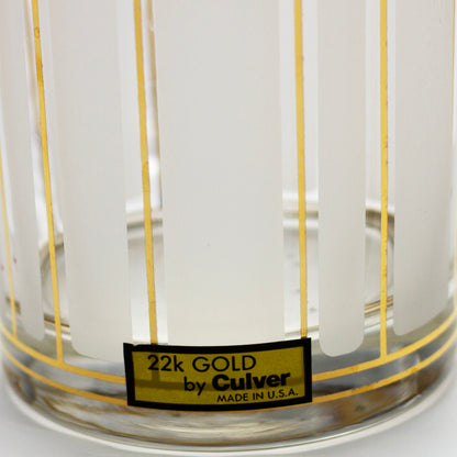 Vasos de cóctel Culver Serve Mates "Frosted Stripe" Double Old-Fashioned - Juego de 4