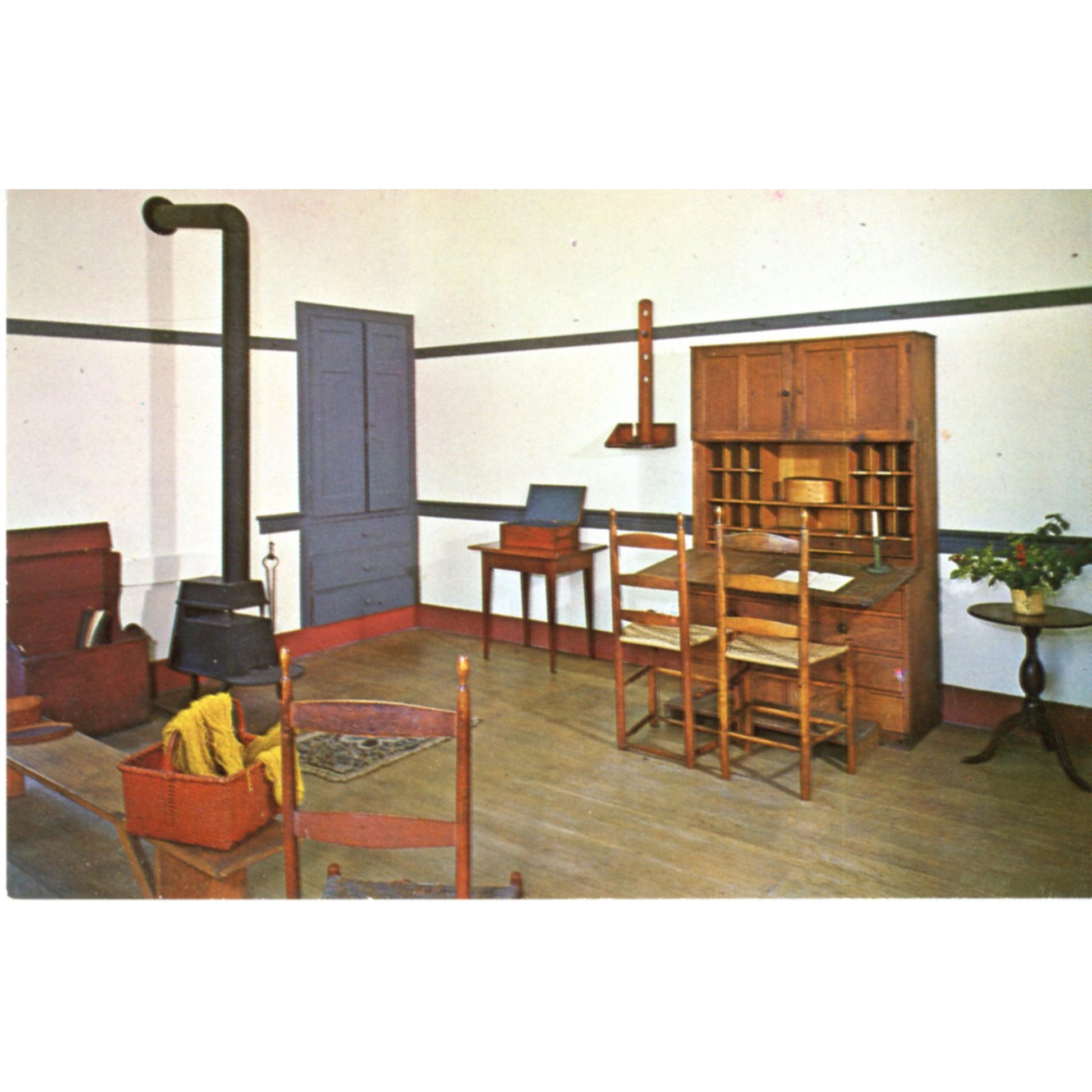 Shaker Village Pleasant Hill Interior Room Family Dwelling House Chrome Postcard