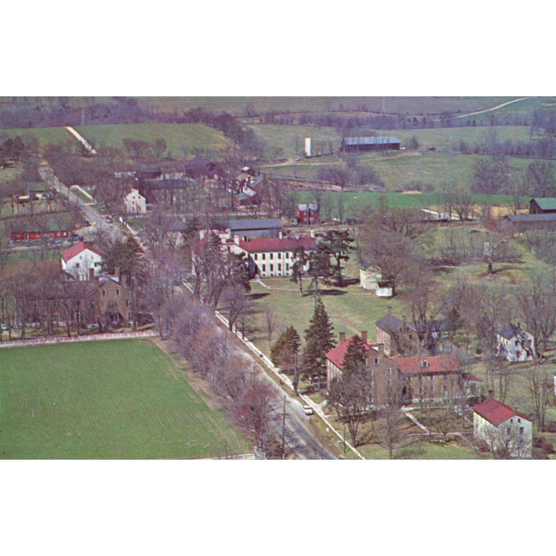 Shaker Village Pleasant Hill Kentucky Aerial View Chrome Postcard Front