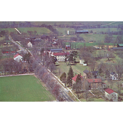 Shaker Village Pleasant Hill Kentucky Aerial View Chrome Postcard Front