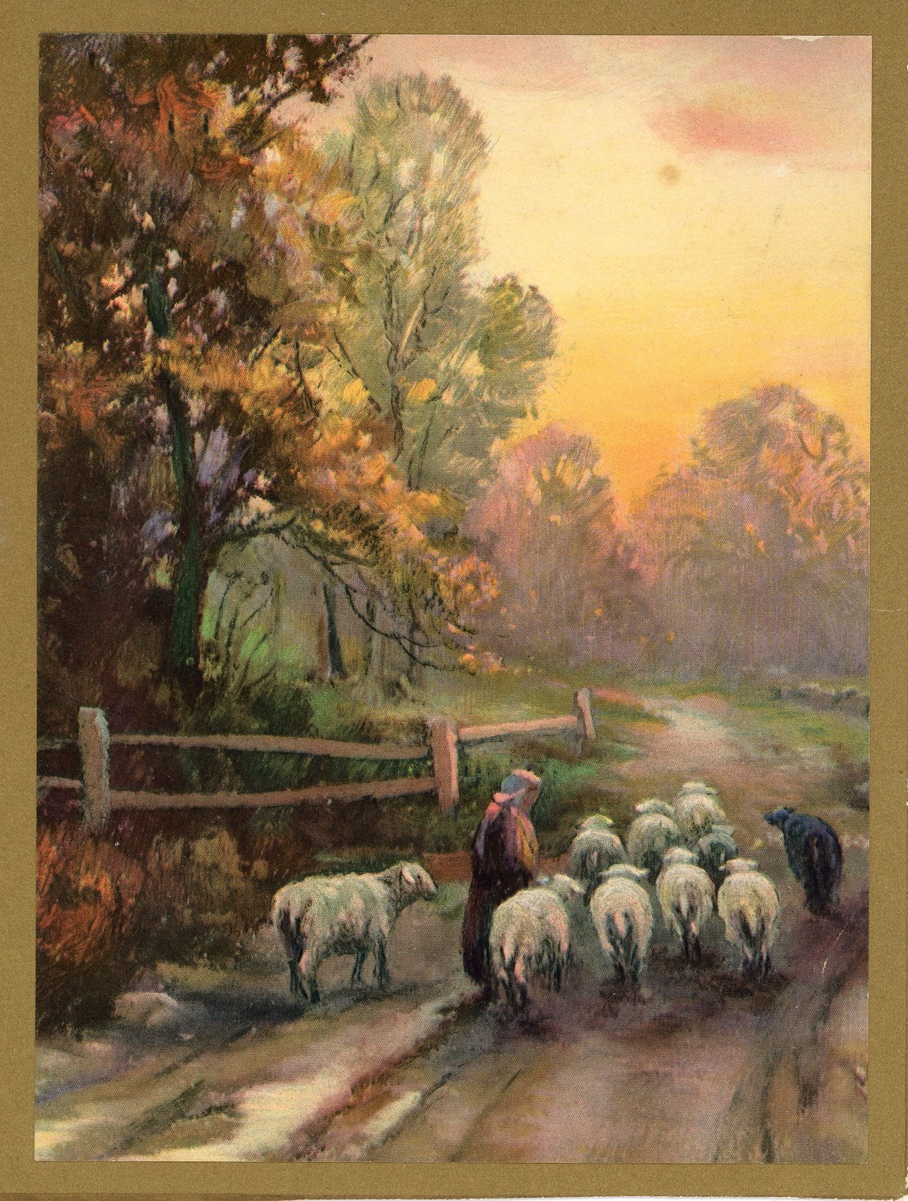 Vintage 1940s Calendar Print SHEPHERD SCENE