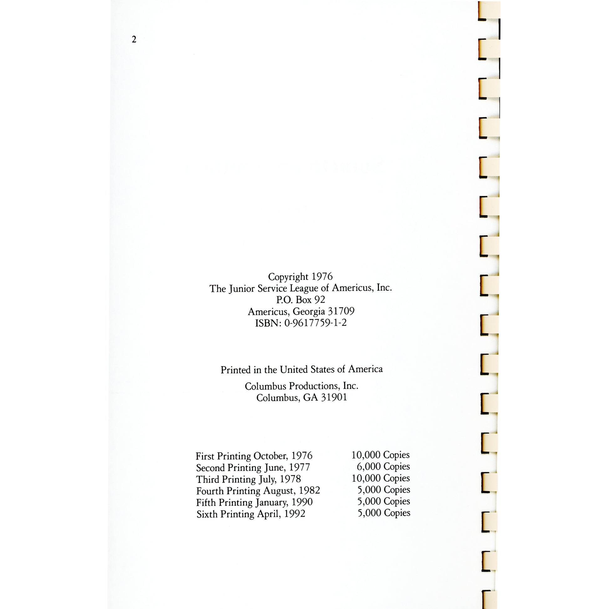 Something Southern cookbook, 1976 6th printing. 398 pages of classic Southern recipes. Hardcover comb‑bound. Copyright page