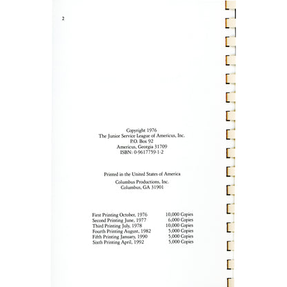 Something Southern cookbook, 1976 6th printing. 398 pages of classic Southern recipes. Hardcover comb‑bound. Copyright page
