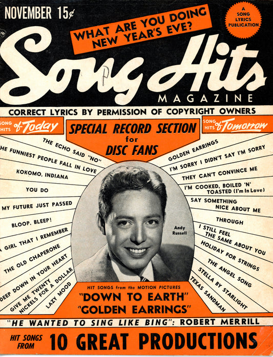 SONG HITS MAGAZINE Andy Russell Cover November 1947