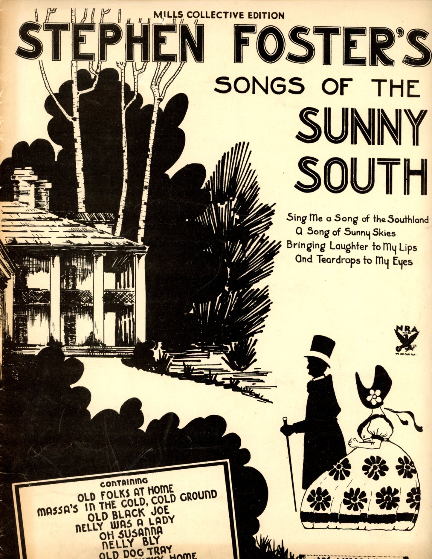 SONGS OF THE SUNNY SOUTH Vintage Sheet Music by Stephen Foster ©1934 COVER