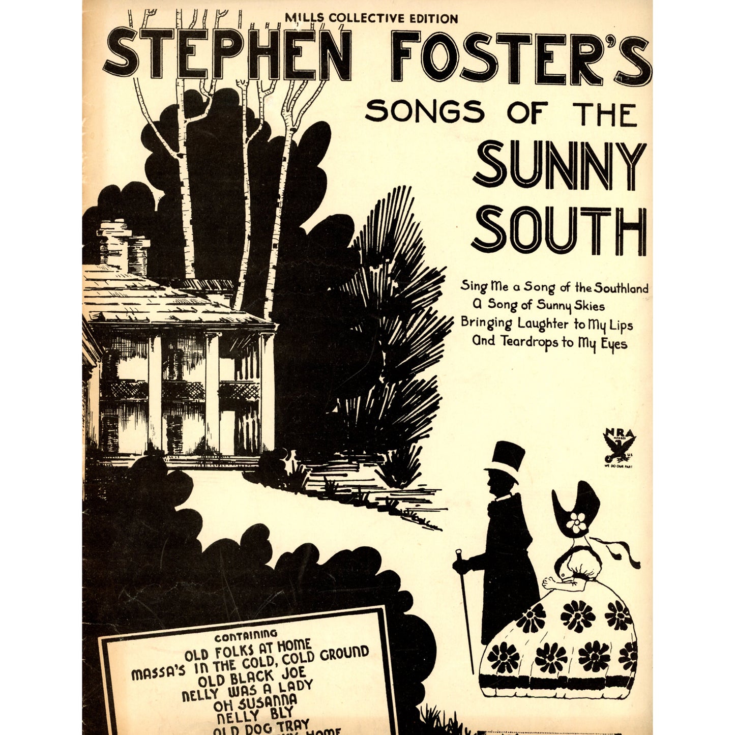 SONGS OF THE SUNNY SOUTH Vintage Sheet Music by Stephen Foster ©1934 COVER