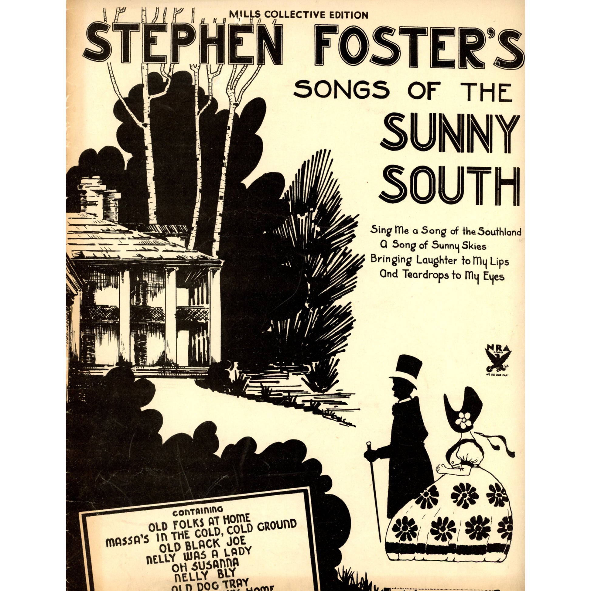 SONGS OF THE SUNNY SOUTH Vintage Sheet Music by Stephen Foster ©1934 COVER