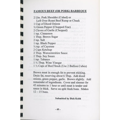 Springdale Bicentennial community cookbook with 275+ recipes, local artwork, and contributor names. 2006 comb‑bound edition (BBQ Recipe)