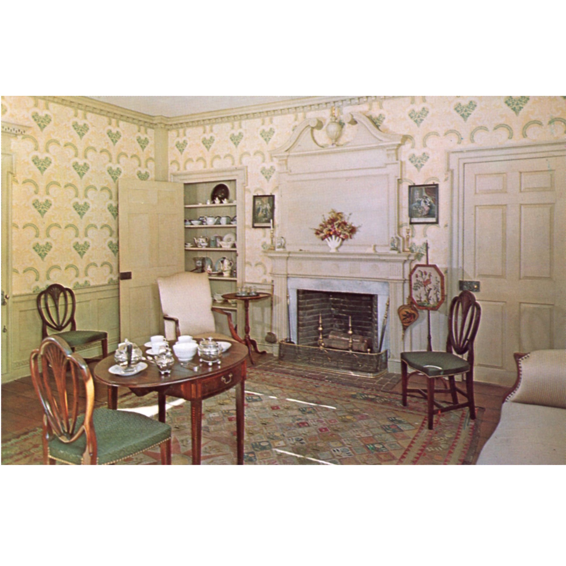 Old Sturbridge Village Interiors – Salem Towne House Chrome Era Postcards Front