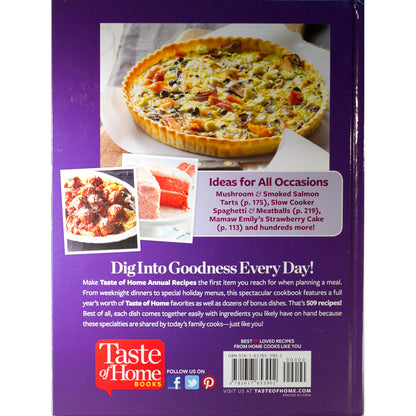 Taste of Home 2016 Annual Recipes edition. Like‑new condition, each sold individually. Dated volumes prized by collectors. (Back cover)