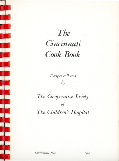 First edition 1966 Cincinnati Cook Book with pioneer recipes, Caroline Williams illustrations, and regional culinary history. Copyright page