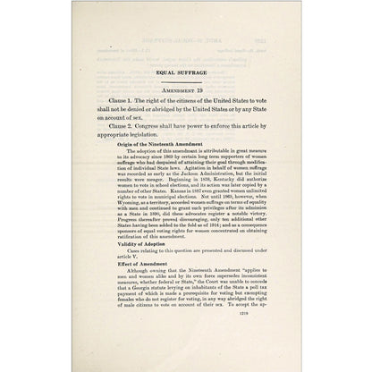 1953 Constitution Annotated with Supreme Court case analysis through 1952. 1361-page US Government constitutional reference. 19th Amendment