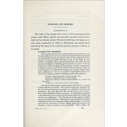 1953 Constitution Annotated with Supreme Court case analysis through 1952. 1361-page US Government constitutional reference. 4th Amendment