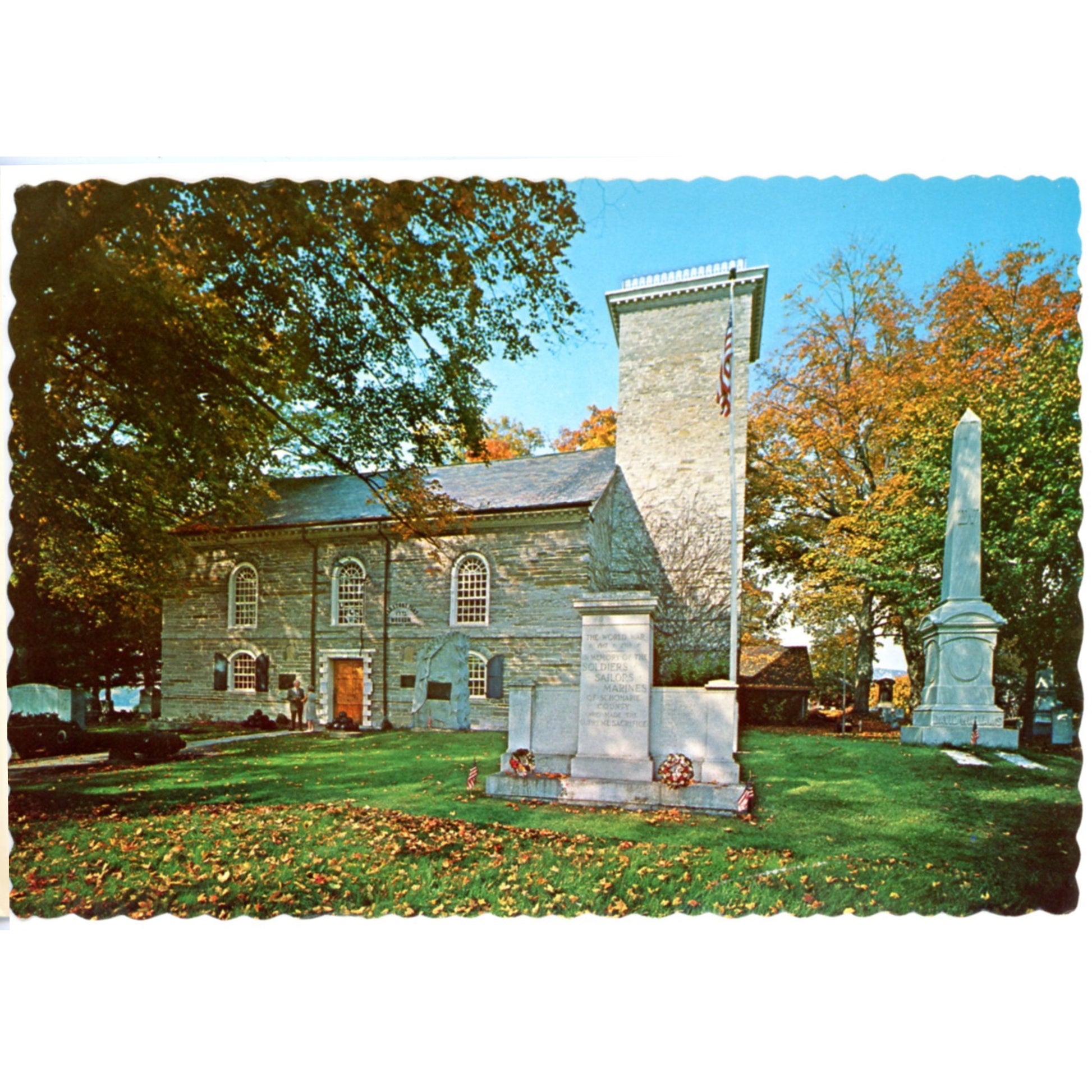 The Old Stone Fort SCHOHARIE NEW YORK Vintage Large Chrome Postcard