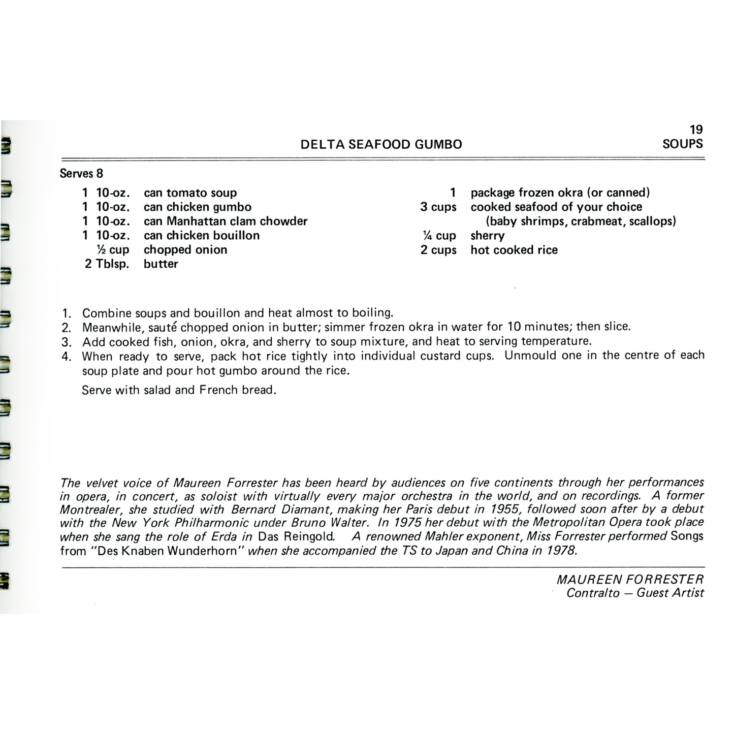 The Toronto Symphony Cookbook – First Printing (1980) Recipe Gumbo