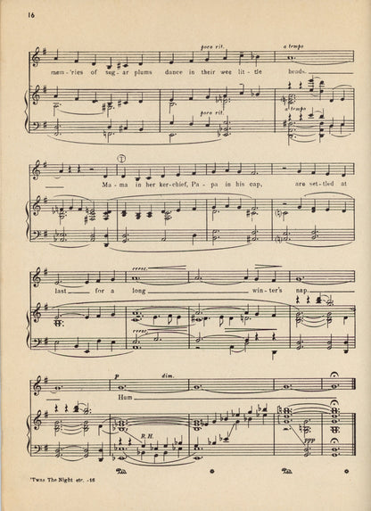 TWAS THE NIGHT BEFORE CHRISTMAS Vintage Sheet Music Arranged by Harry Simone with Music by Ken Darby ©1942